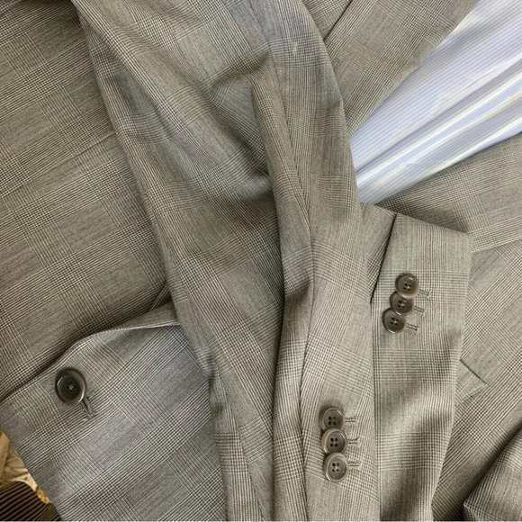 Banana Republic Grey Check Plaid Tailored Fit Vest Sport Coat Blazer Size 40R/S - Picture 16 of 16